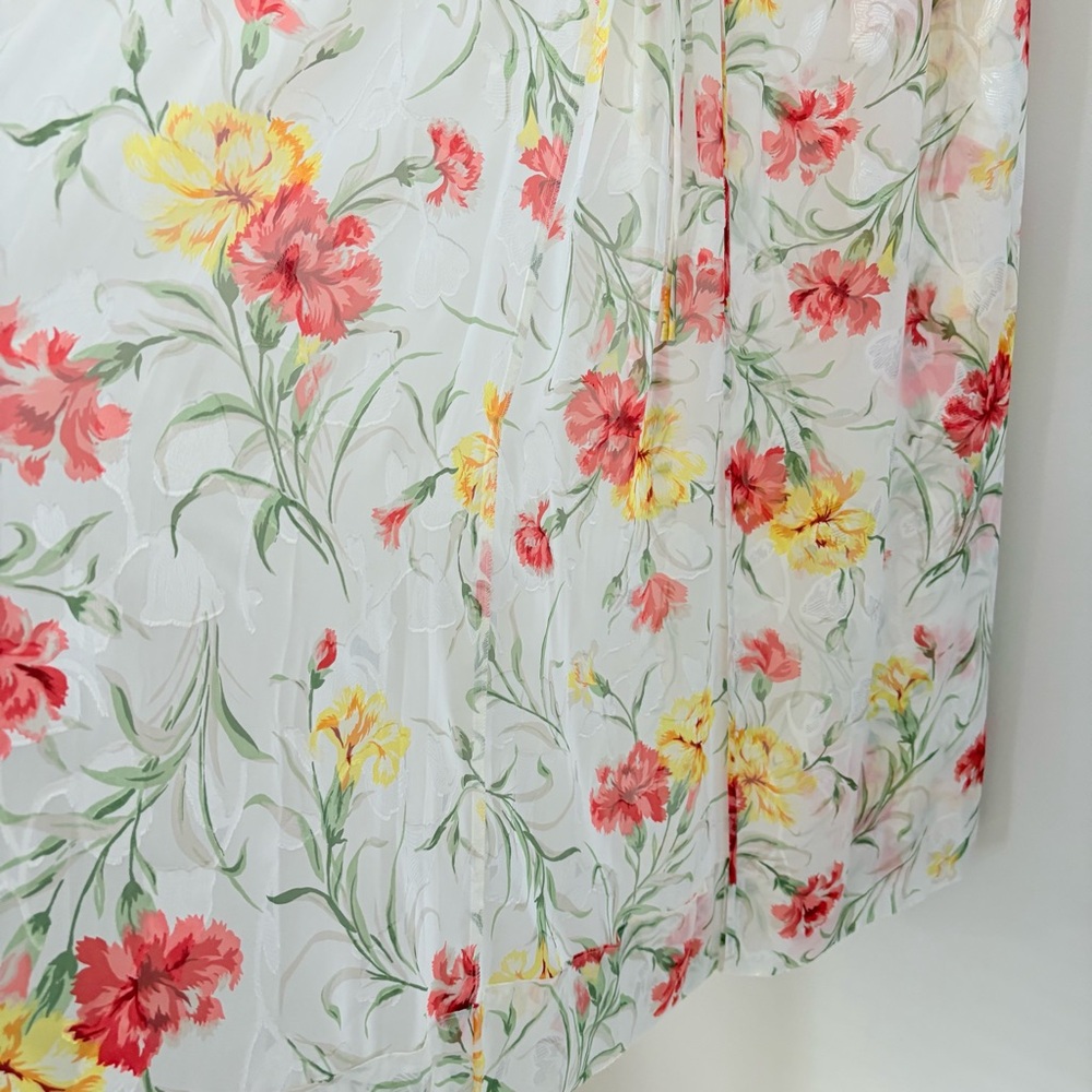 Natori Floral Sheer Lace Trim Wrap Robe Maxi‎ Romantic Vintage Lingerie Small - Picture 8 of 14